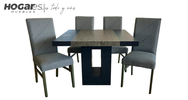 COMEDOR GRECIA JR C/4 SILLAS MILAN PLATA