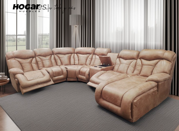 SALA MODULAR LIBIA MOKA CON 2 RECLINABLES