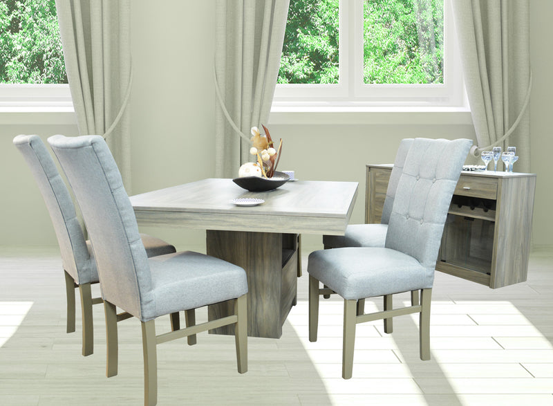ANTECOMEDOR AKANE OLIVO JR C/4 SILLAS DORIAN INDRA GREY